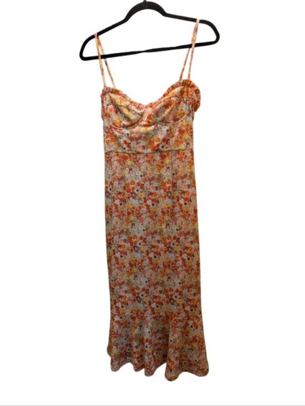 Hutch Floral Spaghetti-Strap Midi Dress Small